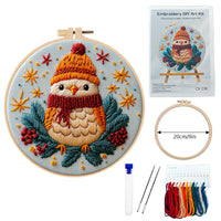 HKM-086739 Christmas Winter Landscape Bird Embroidery DIY Kit with Cotton and Linen Materials