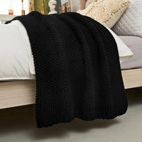 HKM-086739 Knitted Geometric Pattern Sofa Cover Blanket for All Seasons - 130x160CM & 70x100CM in Multiple Colors