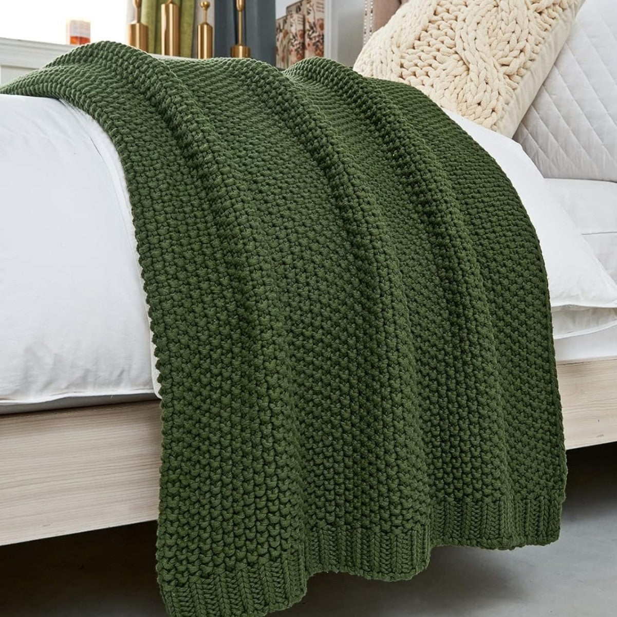 HKM-086739 Knitted Geometric Pattern Sofa Cover Blanket for All Seasons - 130x160CM & 70x100CM in Multiple Colors