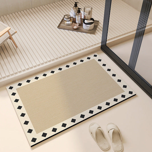 HKM-086803 Diatomaceous Earth Non-Slip Bathroom Mat - Hydrophilic, Geometric Design, Square Shape in Various Sizes