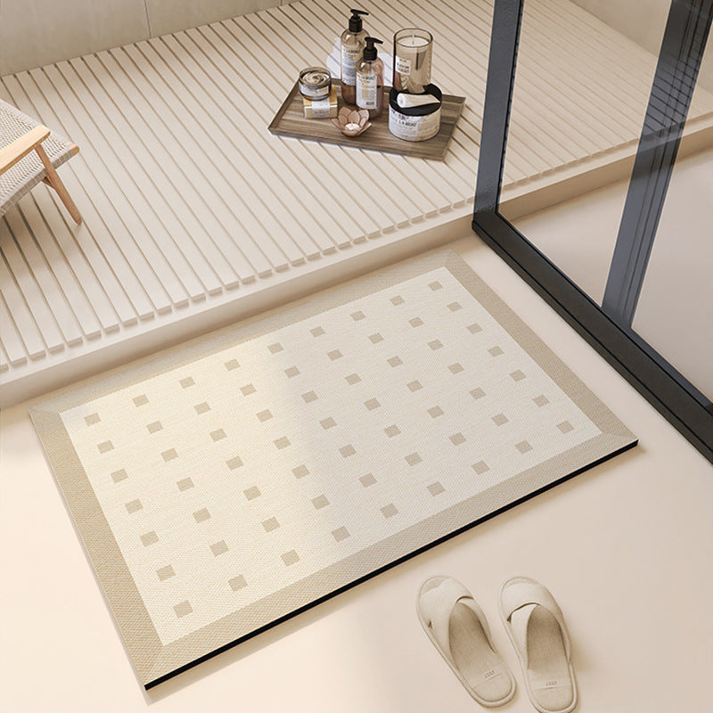 HKM-086803 Diatomaceous Earth Non-Slip Bathroom Mat - Hydrophilic, Geometric Design, Square Shape in Various Sizes