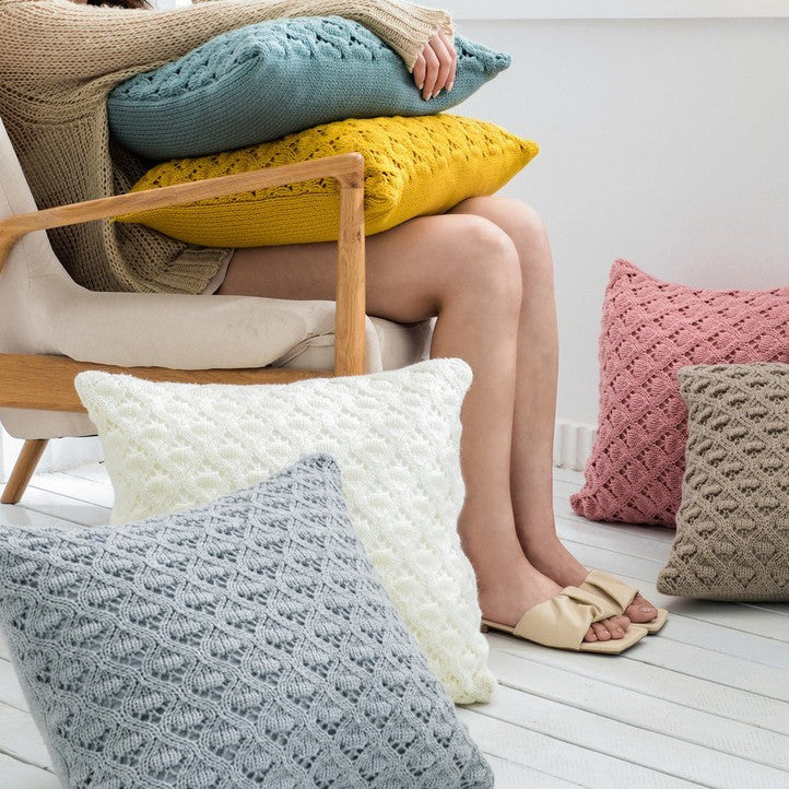 HKM-086867 Solid Color Acrylic Hug Pillow Cover - 45x45cm for Living Room, Bedroom, Outdoor Use