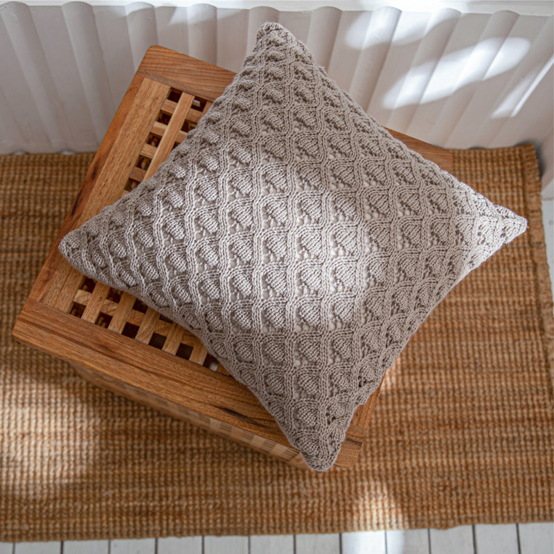 HKM-086867 Solid Color Acrylic Hug Pillow Cover - 45x45cm for Living Room, Bedroom, Outdoor Use
