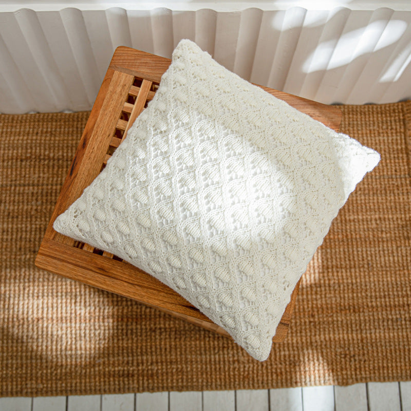 HKM-086867 Solid Color Acrylic Hug Pillow Cover - 45x45cm for Living Room, Bedroom, Outdoor Use