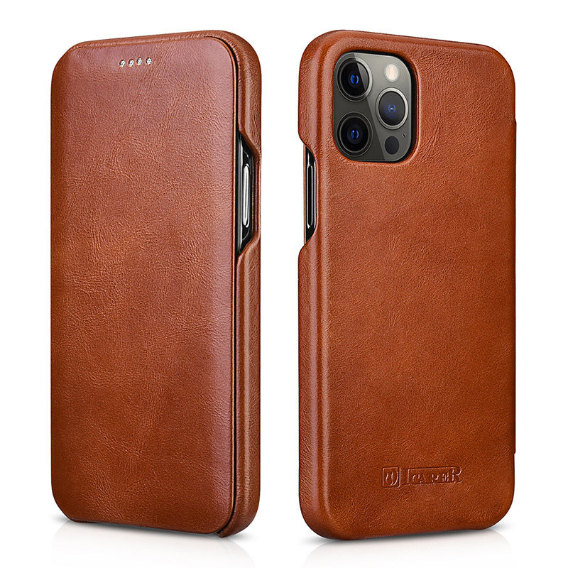 HKM-086995 Leather Flip Case Compatible with iPhone 12 Mini, 12, 12 Pro, 12 Pro Max - Vintage Style