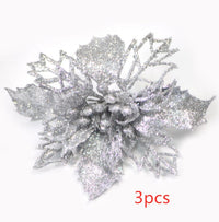 HKM-087187 Hollow Simulation Christmas Flower in Gold Dust Finish - 9.5 cm