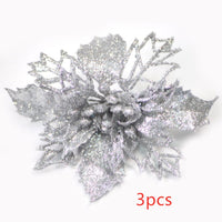 HKM-087187 Hollow Simulation Christmas Flower in Gold Dust Finish - 9.5 cm