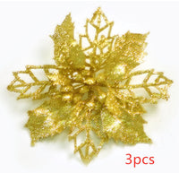 HKM-087187 Hollow Simulation Christmas Flower in Gold Dust Finish - 9.5 cm