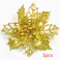HKM-087187 Hollow Simulation Christmas Flower in Gold Dust Finish - 9.5 cm