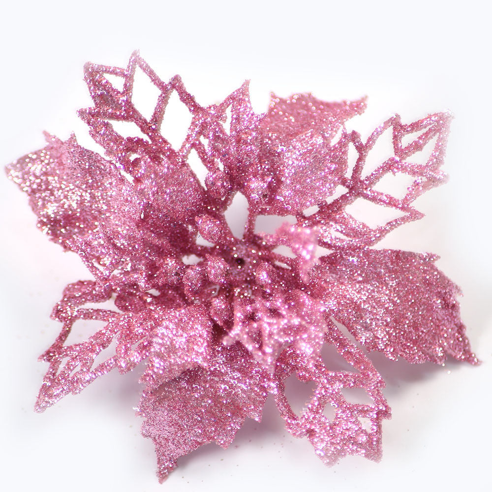 HKM-087187 Hollow Simulation Christmas Flower in Gold Dust Finish - 9.5 cm