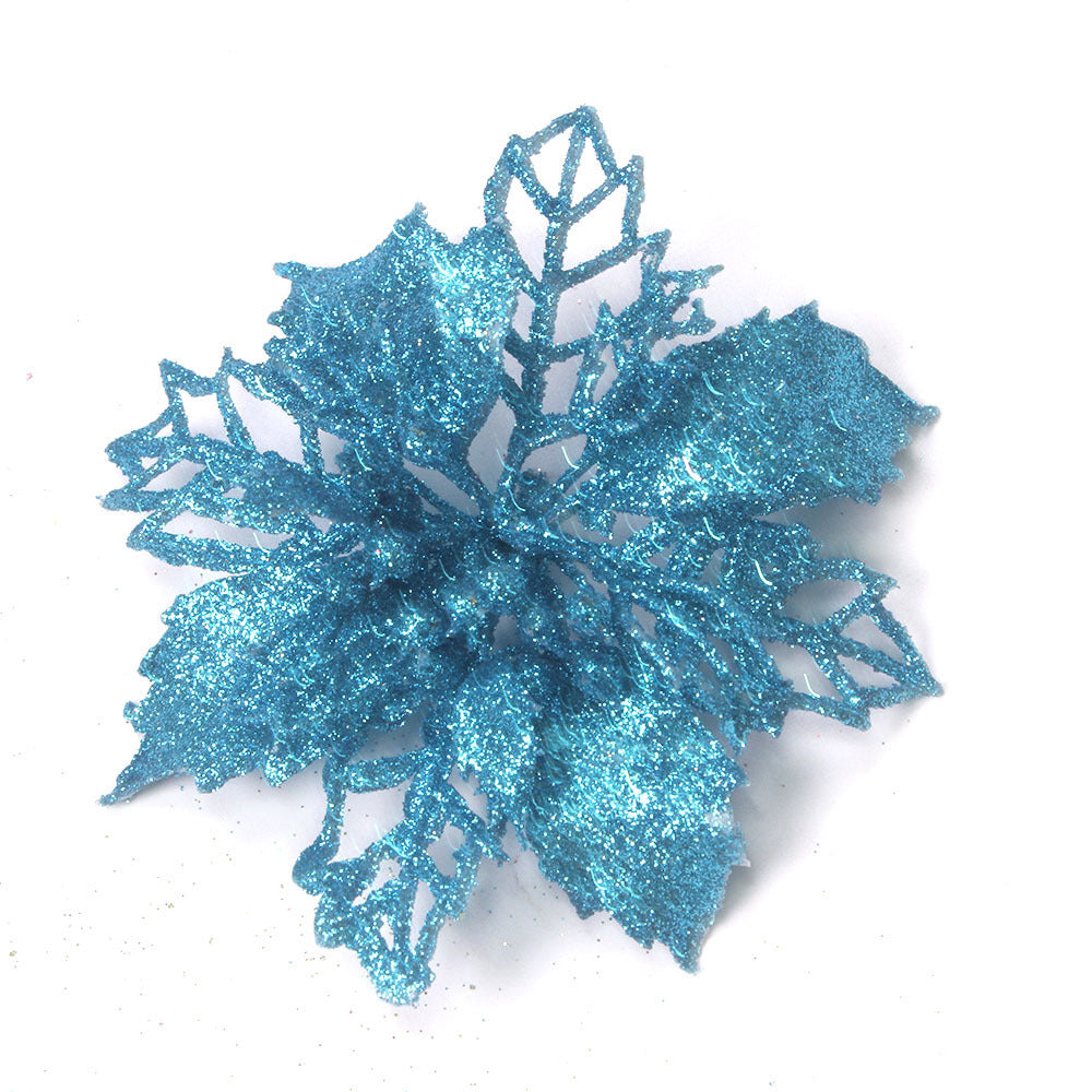 HKM-087187 Hollow Simulation Christmas Flower in Gold Dust Finish - 9.5 cm