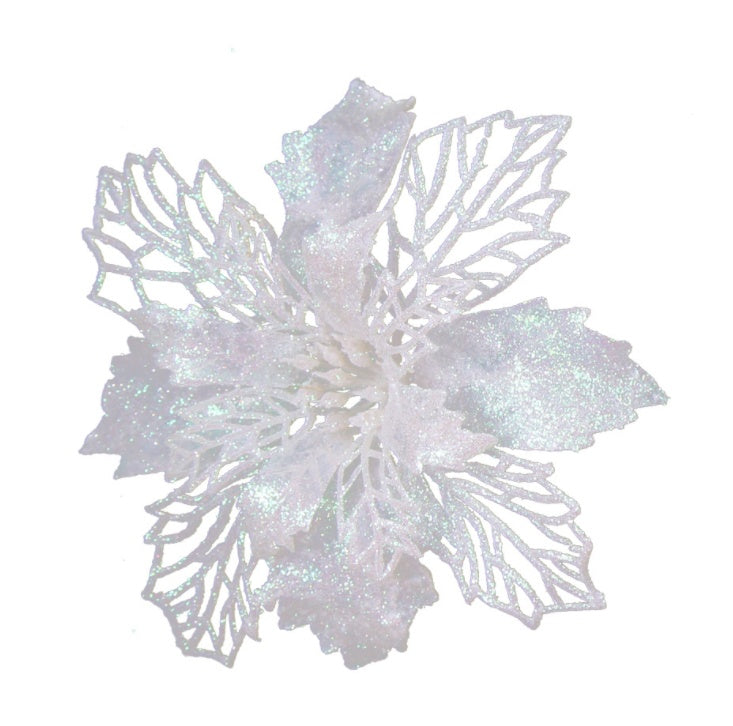 HKM-087187 Hollow Simulation Christmas Flower in Gold Dust Finish - 9.5 cm