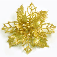 HKM-087187 Hollow Simulation Christmas Flower in Gold Dust Finish - 9.5 cm