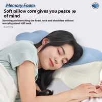HKM-087699 Slow Rebound Cloud Memory Foam Pillow - Light Blue and Lavender Purple, 64x35x13cm