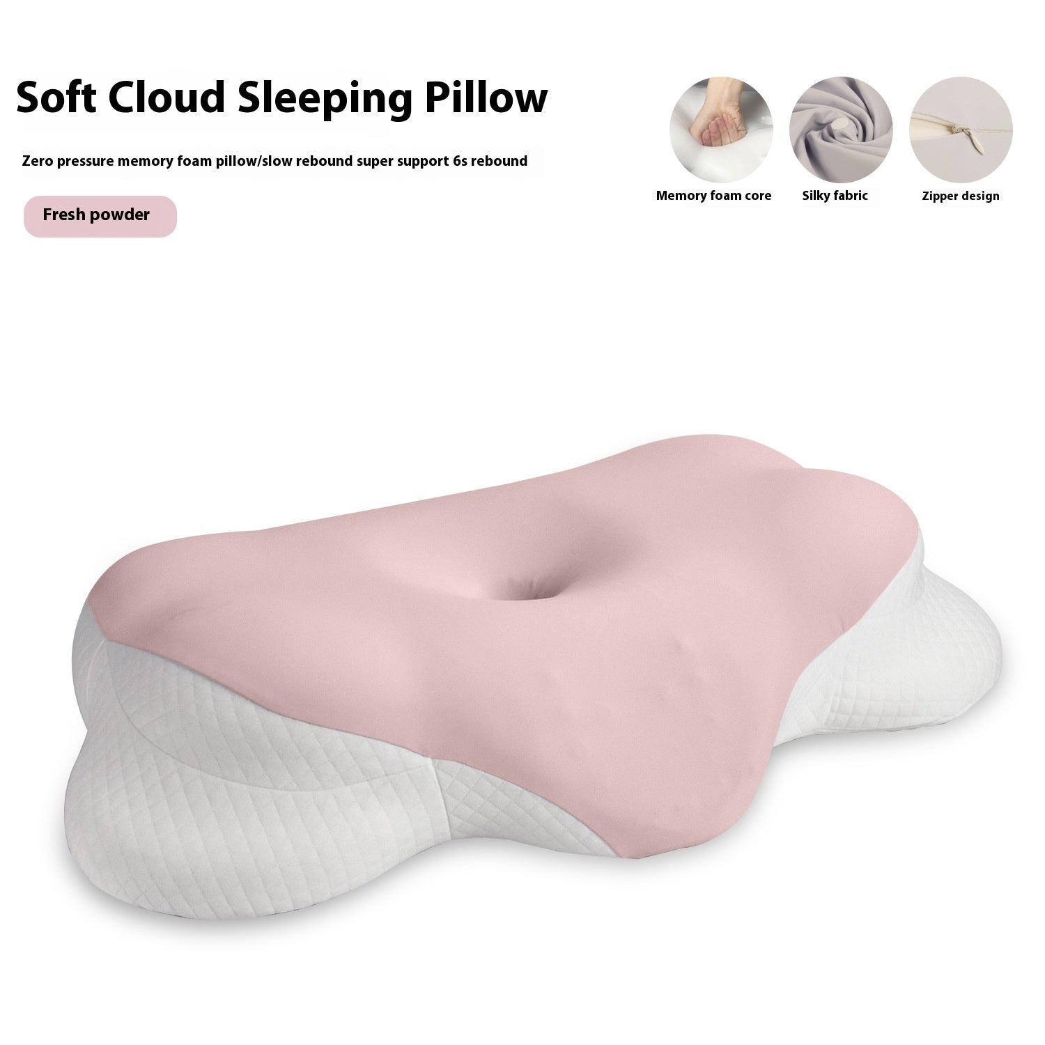 KTX-087699 Slow Rebound Cloud Memory Foam Pillow - Light Blue and Lavender Purple, 64x35x13cm