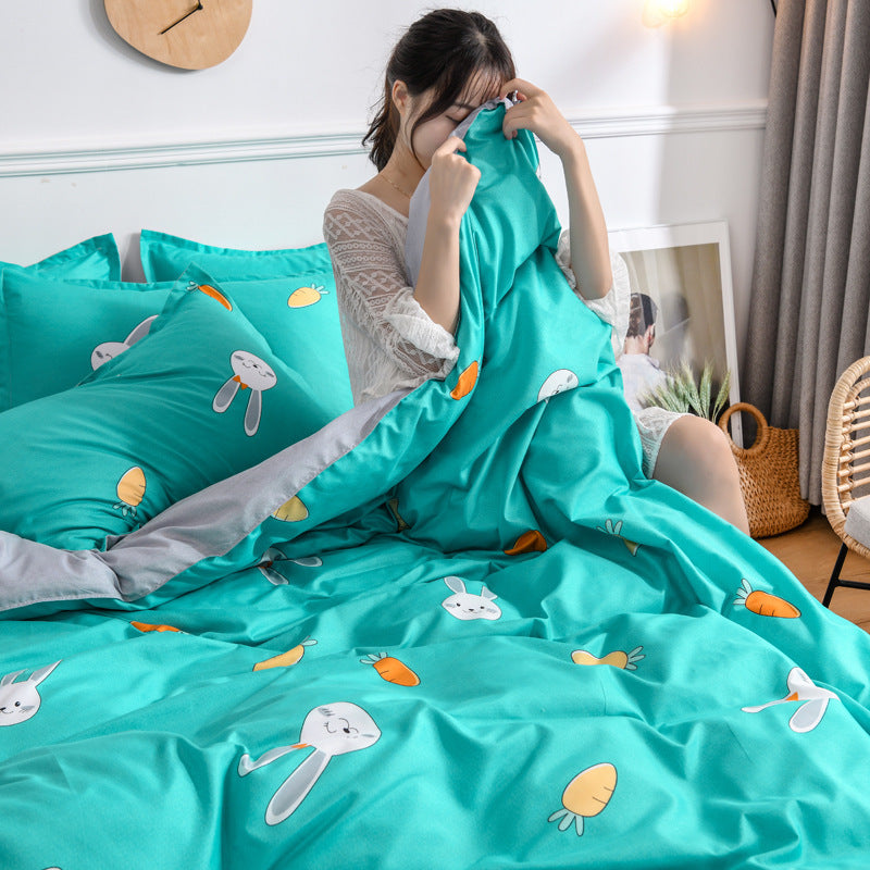 HKM-087891 Cotton Cartoon Quilt Cover Set for Dormitory - Single to King Sizes Available