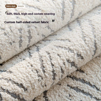 HKM-087955 Non-slip Plush Leather Sofa Cover with Stripe and Geometric Patterns in Black and White or Gray
