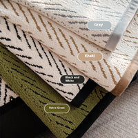 HKM-087955 Non-slip Plush Leather Sofa Cover with Stripe and Geometric Patterns in Black and White or Gray