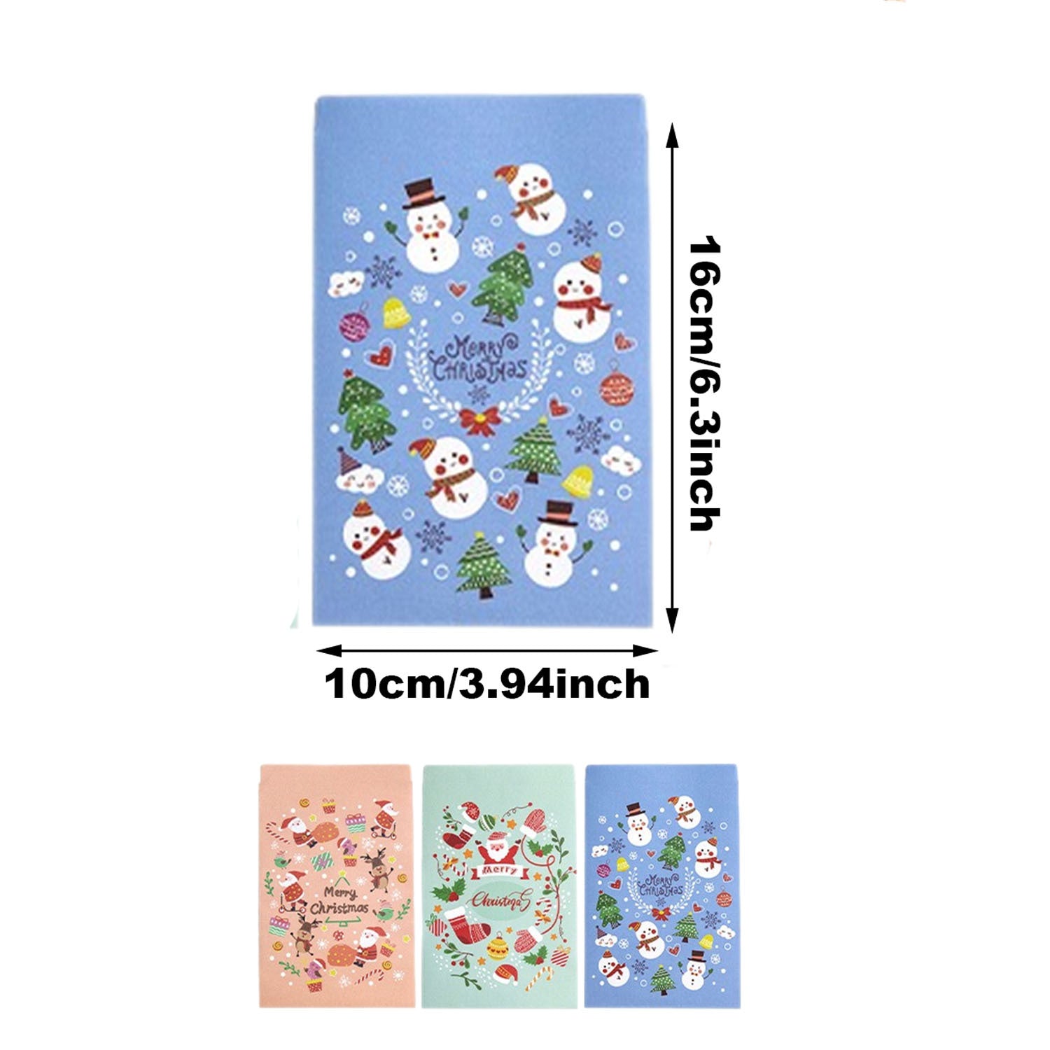HKM-088019 48-Pack Christmas Advent Calendar Gift Bags with Stickers, Clips, and Rope - Festive Santa Claus and Snowman Designs