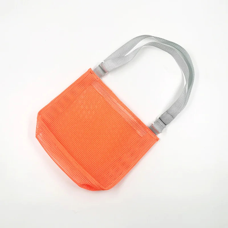 HKM-088147 Children's Rectangular Toy Storage Bag - Lightweight Mesh Beach & Travel Organizer 20x24x8cm
