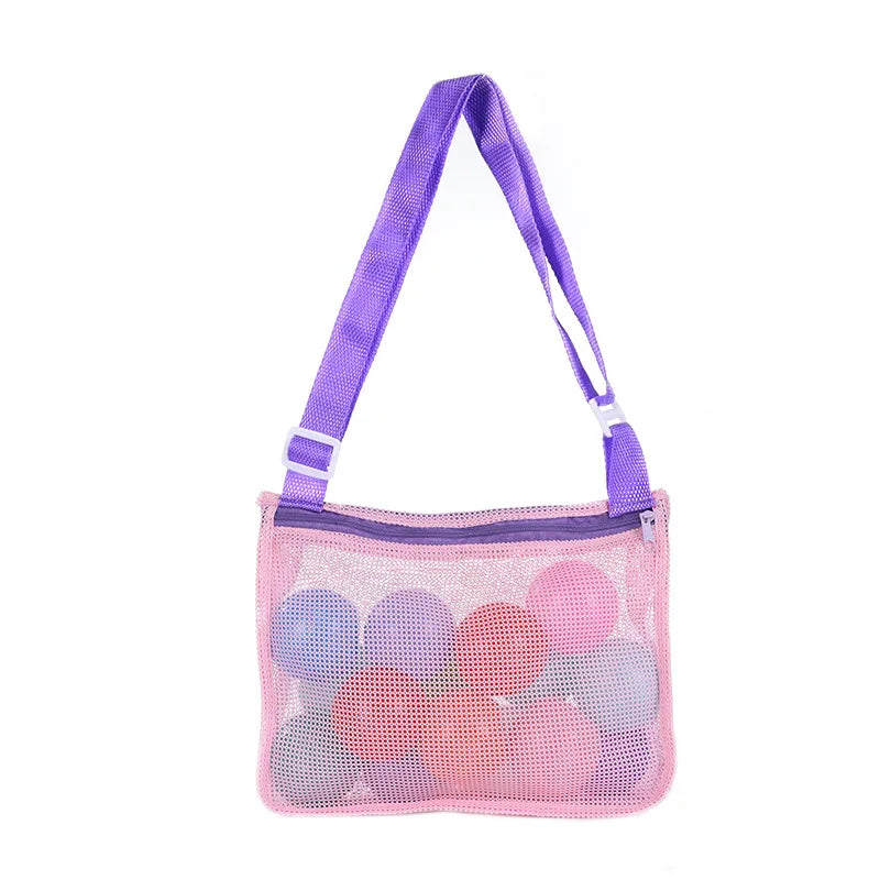 HKM-088147 Children's Rectangular Toy Storage Bag - Lightweight Mesh Beach & Travel Organizer 20x24x8cm