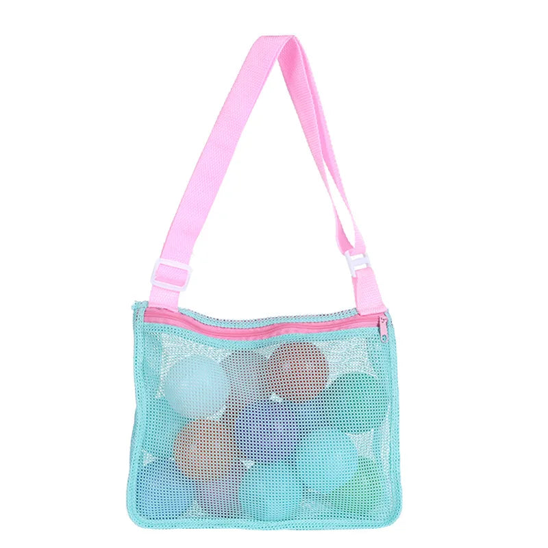 HKM-088147 Children's Rectangular Toy Storage Bag - Lightweight Mesh Beach & Travel Organizer 20x24x8cm