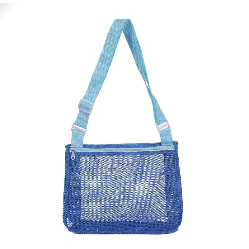 HKM-088147 Children's Rectangular Toy Storage Bag - Lightweight Mesh Beach & Travel Organizer 20x24x8cm