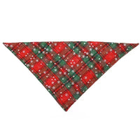 HKM-088147 Plaid Cotton Dog Scarf - Triangular Binder for Fashionable Pet Christmas Style