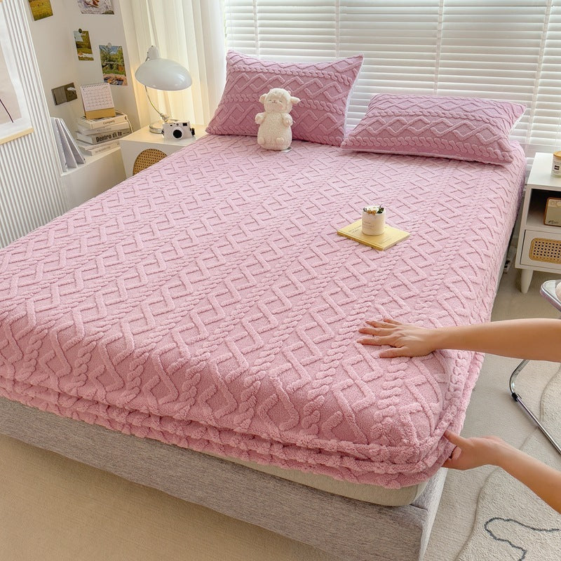 HKM-088211 Nordic Style Solid Color Geometric Milk Fiber Bed Sheet Set - 3 Piece