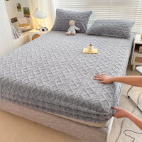 HKM-088211 Nordic Style Solid Color Geometric Milk Fiber Bed Sheet Set - 3 Piece