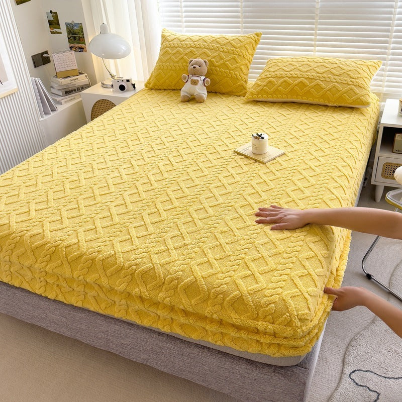 HKM-088211 Nordic Style Solid Color Geometric Milk Fiber Bed Sheet Set - 3 Piece