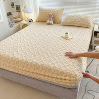 HKM-088211 Nordic Style Solid Color Geometric Milk Fiber Bed Sheet Set - 3 Piece