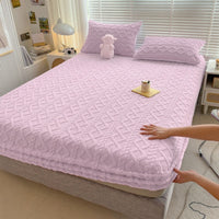 HKM-088211 Nordic Style Solid Color Geometric Milk Fiber Bed Sheet Set - 3 Piece