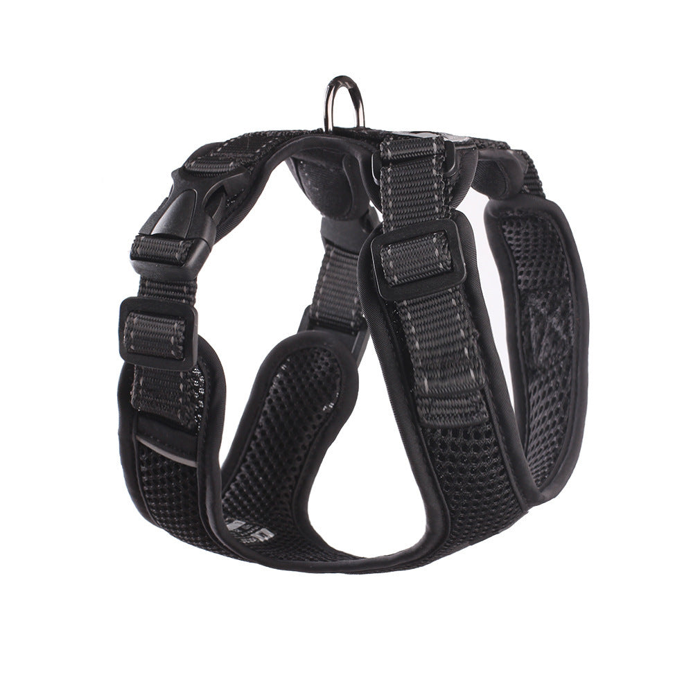 HKM-088403 Reflective Mesh I-shaped Pet Chest Harness - Breathable Design for Dogs in Multiple Colors