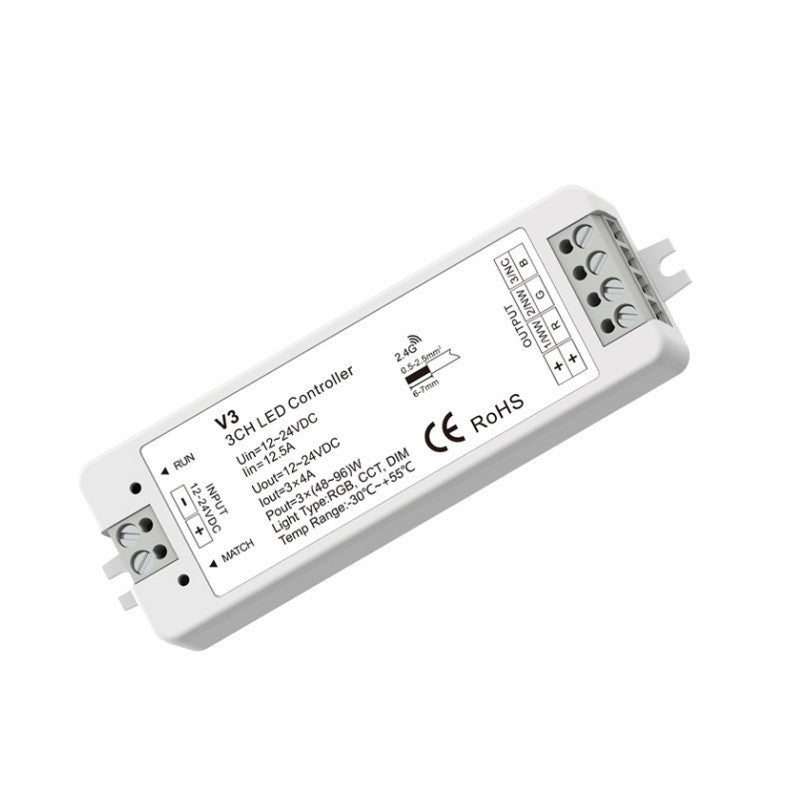 HKM-088403 Wireless RF LED Dimmer Switch for 12V-24V RGB Control - Model V3+R13, 8A Capacity