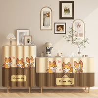 HKM-088595 Punch-Free Kitchen Door Curtain in Flannel – Cartoon Anime Designs, Multiple Sizes Available