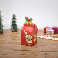 HKM-088659 Christmas Gift Apple Box - Red, Green, Light Blue, Dark Blue - White Cardboard Packaging for Gifts & Snacks - 8.5cm x 8.5cm x 10cm