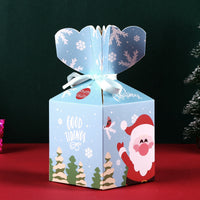HKM-088659 Christmas Gift Apple Box - Red, Green, Light Blue, Dark Blue - White Cardboard Packaging for Gifts & Snacks - 8.5cm x 8.5cm x 10cm