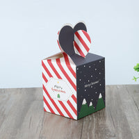 HKM-088659 Christmas Gift Apple Box - Red, Green, Light Blue, Dark Blue - White Cardboard Packaging for Gifts & Snacks - 8.5cm x 8.5cm x 10cm
