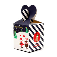HKM-088659 Christmas Gift Apple Box - Red, Green, Light Blue, Dark Blue - White Cardboard Packaging for Gifts & Snacks - 8.5cm x 8.5cm x 10cm