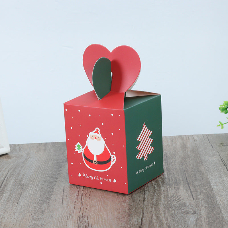 HKM-088659 Christmas Gift Apple Box - Red, Green, Light Blue, Dark Blue - White Cardboard Packaging for Gifts & Snacks - 8.5cm x 8.5cm x 10cm