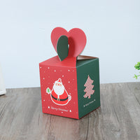 HKM-088659 Christmas Gift Apple Box - Red, Green, Light Blue, Dark Blue - White Cardboard Packaging for Gifts & Snacks - 8.5cm x 8.5cm x 10cm