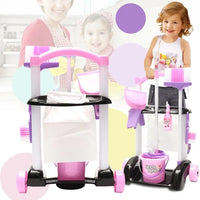 HKM-088723 58cm Plastic Trolley Cleaning Tool Toy Set for Pretend Play and Housekeeping Fun