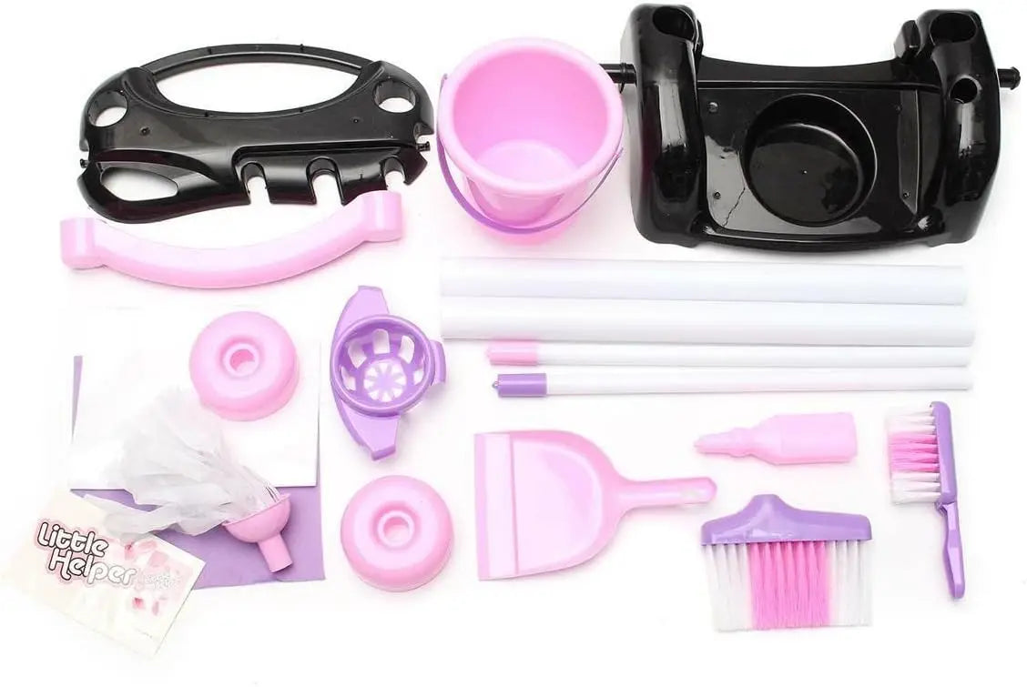 HKM-088723 58cm Plastic Trolley Cleaning Tool Toy Set for Pretend Play and Housekeeping Fun