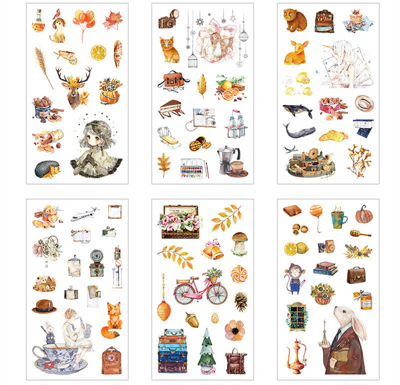 HKM-088723 Cultural and Creative Life Stickers for Diary Decoration - Variety of Designs Available