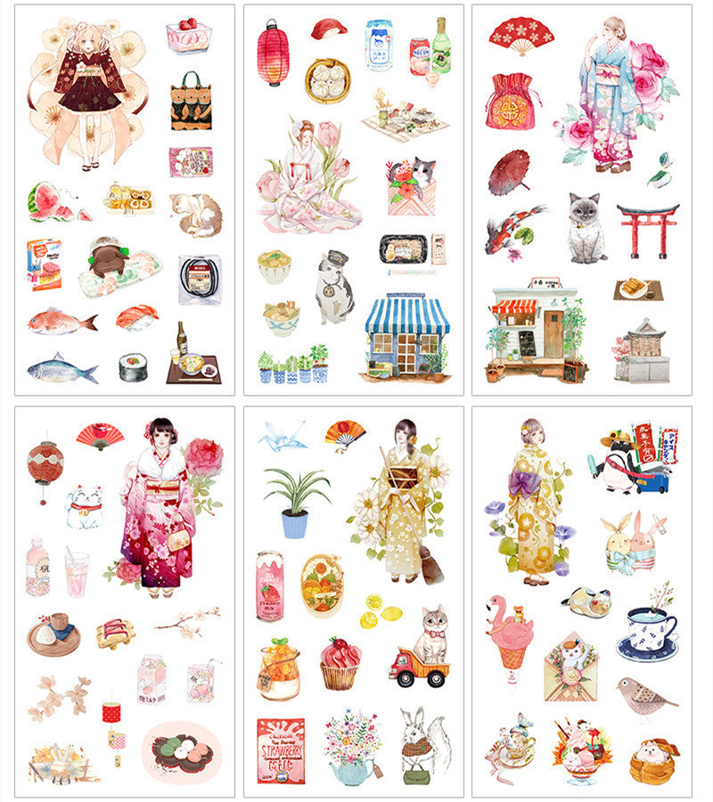 HKM-088723 Cultural and Creative Life Stickers for Diary Decoration - Variety of Designs Available