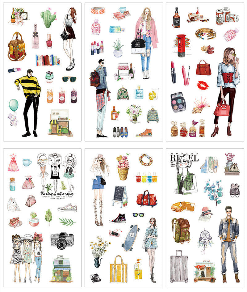 HKM-088723 Cultural and Creative Life Stickers for Diary Decoration - Variety of Designs Available
