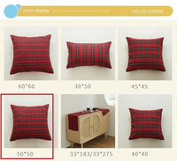 HKM-088851 Christmas Red and Green Checkered Polyester Cotton Pillowcase Cover - Multiple Sizes Available