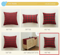 HKM-088851 Christmas Red and Green Checkered Polyester Cotton Pillowcase Cover - Multiple Sizes Available