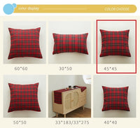 HKM-088851 Christmas Red and Green Checkered Polyester Cotton Pillowcase Cover - Multiple Sizes Available